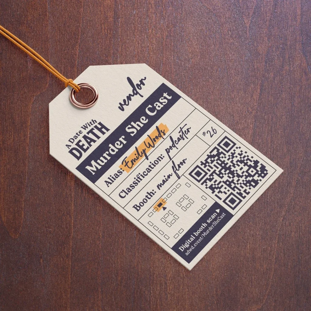 A Date With Death concept attendee badge