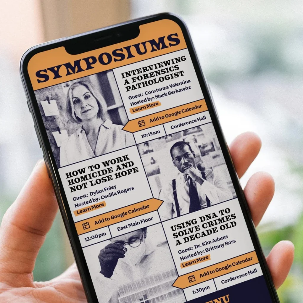 A Date With Death concept website on a phone