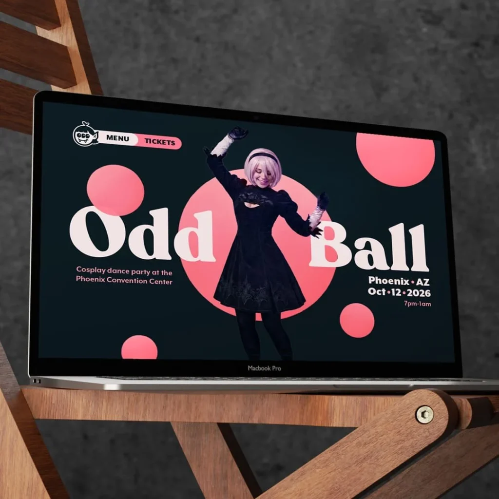 Odd Ball concept website on a desktop screen