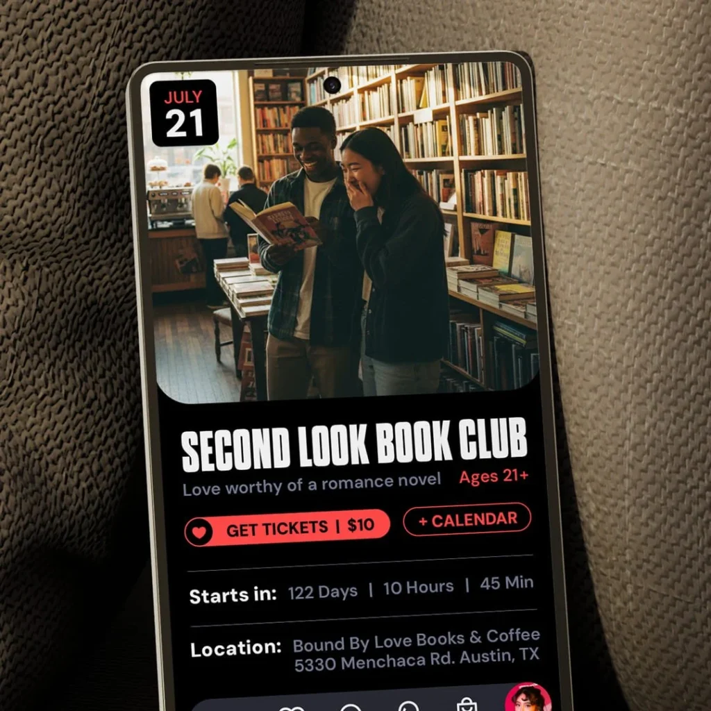 PopUp.Date concept website on a phone