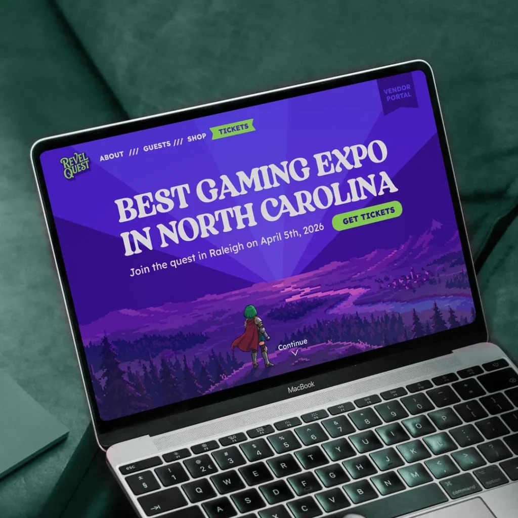 Revel Quest concept website mockup